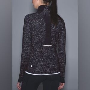 Lululemon Go The Distance 1/2 Zip Butterfly Texture Mink Berry Black Ladies Sz 6